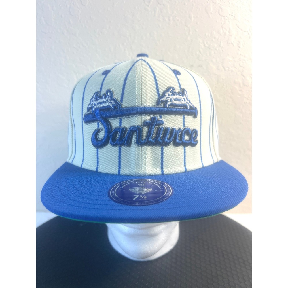Ebbets Field Flannels Santurce Crabbers Fitted Hat Pinstripe Blue Cream 7 3/8